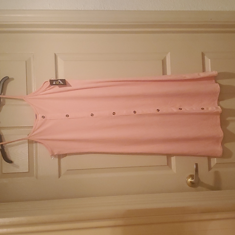 Button-Front Tank Dress - Art Class Coral XL